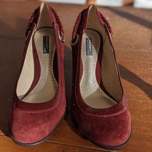 Burgundy Sperry Sueded Leather Wood Heel
